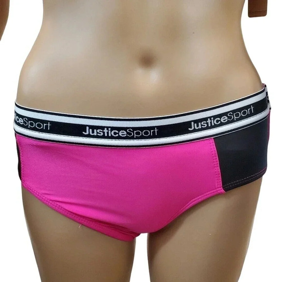 JUSTICE GIRLS Pink and Black Two Piece Swimsuit GIRLS XL 16/18 - Picture 7 of 11